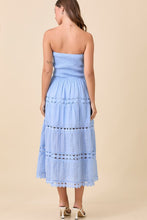 Tube Smocking Midi Lace Border Dress - White or Blue