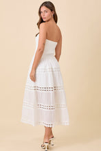 Tube Smocking Midi Lace Border Dress - White or Blue