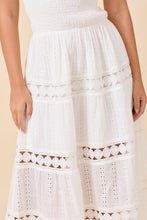 Tube Smocking Midi Lace Border Dress - White or Blue