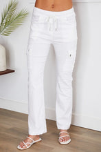 CARGO CRINKLE PANT W/ DRAWSTRING - WHITE