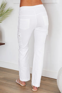 CARGO CRINKLE PANT W/ DRAWSTRING - WHITE