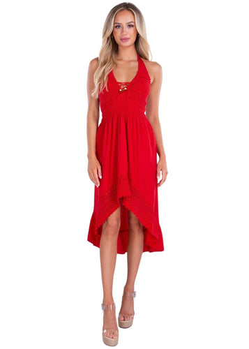 Red High Low Cotton Dress