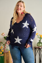 PLUS SIZE STAR KNIT SWEATER - ASSORTED COLORS