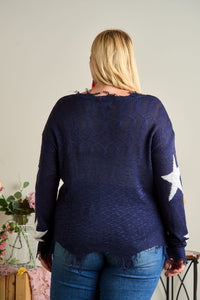 PLUS SIZE STAR KNIT SWEATER - ASSORTED COLORS