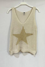 VENTI6 SCOOP NECK KNIT TANK TOP WITH FRONT STAR - BEIGE