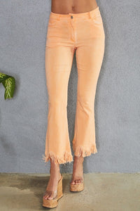 VENTI6 FRINGE HEM LIGHT FLARE PANTS - MINERAL ORANGE