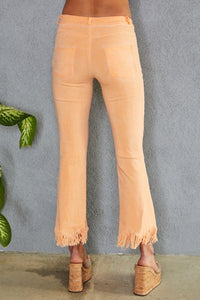 VENTI6 FRINGE HEM LIGHT FLARE PANTS - MINERAL ORANGE