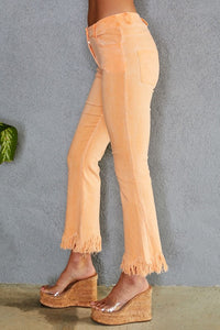 VENTI6 FRINGE HEM LIGHT FLARE PANTS - MINERAL ORANGE