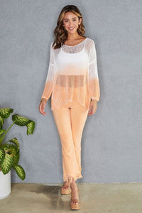 VENTI6 FRINGE HEM LIGHT FLARE PANTS - MINERAL ORANGE