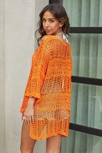 VENTI6 CROCHET DROP SHOULDER 3/4 SLV HIGH LOW SHIRT - ORANGE