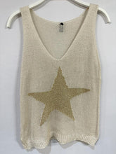 VENTI6 SCOOP NECK KNIT TANK TOP WITH FRONT STAR - BEIGE