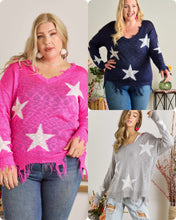 PLUS SIZE STAR KNIT SWEATER - ASSORTED COLORS