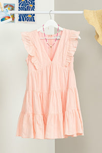 WEEKEND OUTING TIERED RUFFLE MINI DRESS - PINK