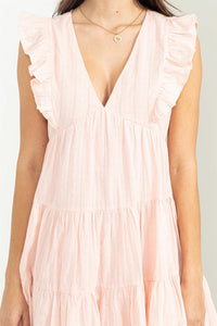 WEEKEND OUTING TIERED RUFFLE MINI DRESS - PINK