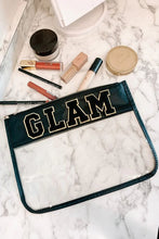 GLAM Chenille Embroidered Clear Zipper Makeup Bag - Black