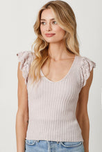 Flutter Crochet Sleeve Sweater Top - Periwinkle or Rose