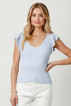 Flutter Crochet Sleeve Sweater Top - Periwinkle or Rose