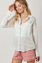 Eyelet Lace Blocked Button Down Shirt - Cotton Candy