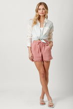 Eyelet Lace Blocked Button Down Shirt - Cotton Candy