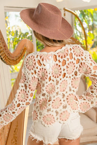 FLOWER CROCHET KNIT - IVORY BLUSH