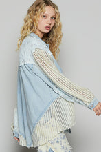 POL Balloon sleeve lace trim woven denim jacket - Denim or Natural