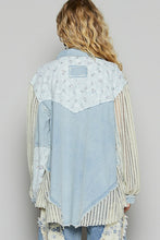 POL Balloon sleeve lace trim woven denim jacket - Denim or Natural