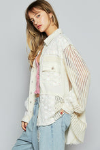 POL Balloon sleeve lace trim woven denim jacket - Denim or Natural