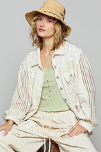 POL Balloon sleeve lace trim woven denim jacket - Denim or Natural