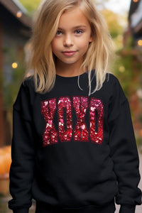 VALENTINES DAY KID FLEECE SWEATSHIRT - BLACK