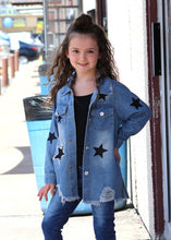 KIDS EMBROIDERED STAR ON DENIM JACKET W/DISTRESSED HEM