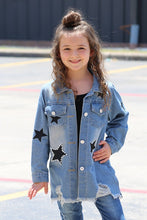 KIDS EMBROIDERED STAR ON DENIM JACKET W/DISTRESSED HEM