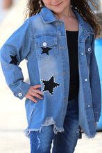 KIDS EMBROIDERED STAR ON DENIM JACKET W/DISTRESSED HEM