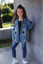 KIDS EMBROIDERED STAR ON DENIM JACKET W/DISTRESSED HEM