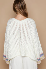 POL V-neck long sleeve peace patch solid sweater - Ivory Multi