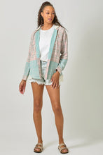 Mystree Plaid Button Up Washed Hoodie Shacket - Washed Rose