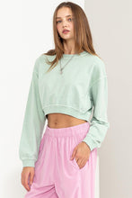 LONG SLEEVE CROP SWEATSHIRT - PINE GREEN OR PINEAPPLE