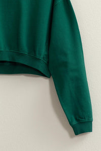 LONG SLEEVE CROP SWEATSHIRT - PINE GREEN OR PINEAPPLE