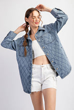 QUILTED BUTTON DOWN JACKET - DENIM OR CAMEL