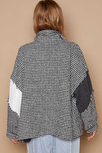 POL Houndstooth sweater panels pocket front shacket - Black Multi or Mocha Multi