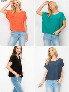 SOFT HACCI BRUSHED S/S ROUND NECK - ASSORTED COLORS