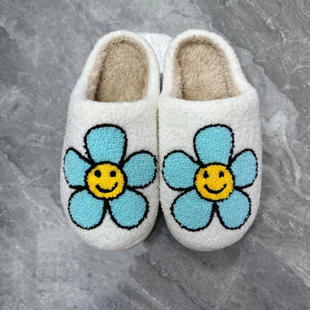 Blue Flower Smile Slippers