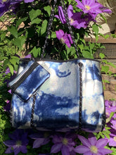 Blue Metallic Silver Tiedye Neoprene Tote