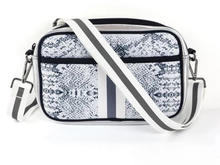 Snake with White & Grey Stripe Neoprene Crossbody Bag