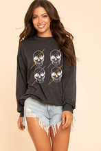 Skull with thunder printed top -  Black, Charcoal or Heather Grey