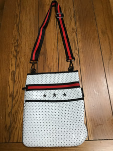 White Neoprene Crossbody Black Stars