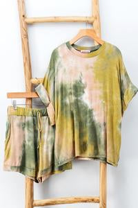 TIE DYE DOLMAN TOP N BOTTOM SET - 💚 Olive Taupe 🤎