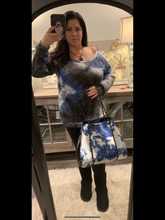 Blue Metallic Silver Tiedye Neoprene Tote