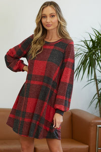 Too Good to be True Plaid Sweater Dress - Red/Black or Ivory/Black