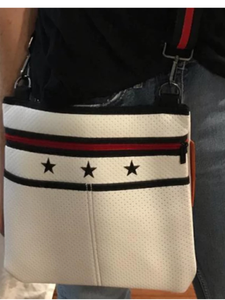 White Neoprene Crossbody Black Stars