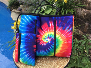 Rainbow Tiedye Neoprene tote 🌈